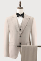 Load image into Gallery viewer, Ivory Peak Lapel Pinstripe Single Breasted 3 Piece Men&#39;s Formal Suits