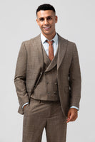 Load image into Gallery viewer, Brown Peak Lapel 3 Piece Single Breasted Men&#39;s Formal Suits