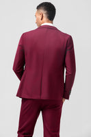 Load image into Gallery viewer, Burgundy 3 Pieces Peak Lapel Men&#39;s Prom Tuxedo