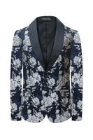 Load image into Gallery viewer, Black White Floral Printed Shawl Lapel 2 Pieces Men Suits