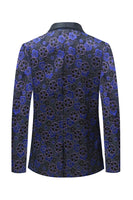 Load image into Gallery viewer, Dark Blue Floral Printed Shawl Lapel 2 Pieces Men Suits