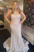 Load image into Gallery viewer, Sparkly Mermaid Pink Corset Long Formal Dress