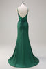 Load image into Gallery viewer, Dark Green Ruched Satin Mermaid Long Corset Formal Dress
