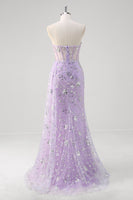 Load image into Gallery viewer, Light Purple Sparkly Corset Beaded Long Formal Dress with Slit