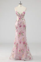 Load image into Gallery viewer, Sparkly Black Floral Mermaid Long Formal Dress with Sequins