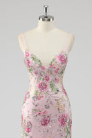 Load image into Gallery viewer, Sparkly Black Floral Mermaid Long Formal Dress with Sequins