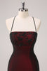 Load image into Gallery viewer, Black Red Spaghetti Straps Mermaid Long Formal Dress