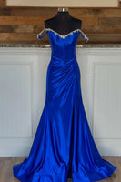 Load image into Gallery viewer, Sparkly Royal Blue Corset Long Formal Dress with Beading