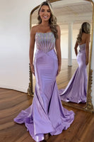 Load image into Gallery viewer, Sparkly Corset Mermaid Lilac Long Formal Dress