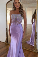 Load image into Gallery viewer, Sparkly Corset Mermaid Lilac Long Formal Dress