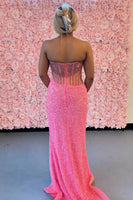 Load image into Gallery viewer, Sparkly Pink Strapless Corset Formal Dress with Beading