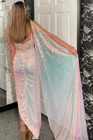 Load image into Gallery viewer, Sparkly Light Pink Corset Sequined Long Formal Dress
