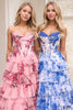 Load image into Gallery viewer, Blush Floral A Line Sweetheart Ruffled Corset Formal Dress