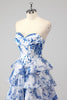 Load image into Gallery viewer, Blush Floral A Line Sweetheart Ruffled Corset Formal Dress