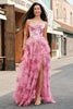 Load image into Gallery viewer, Blush Floral A Line Sweetheart Ruffled Corset Formal Dress