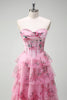 Load image into Gallery viewer, Blush Floral A Line Sweetheart Ruffled Corset Formal Dress