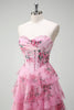 Load image into Gallery viewer, Blush Floral A Line Sweetheart Ruffled Corset Formal Dress