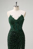 Load image into Gallery viewer, Sparkly Dark Green Mermaid Sweetheart Sequin Formal Dress with Slit