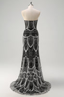 Load image into Gallery viewer, Glitter Dark Green Mermaid Sequin Long Corset Formal Dress