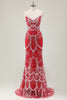 Load image into Gallery viewer, Glitter Dark Green Mermaid Sequin Long Corset Formal Dress