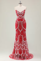 Load image into Gallery viewer, Glitter Dark Green Mermaid Sequin Long Corset Formal Dress