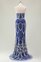 Load image into Gallery viewer, Glitter Dark Green Mermaid Sequin Long Corset Formal Dress