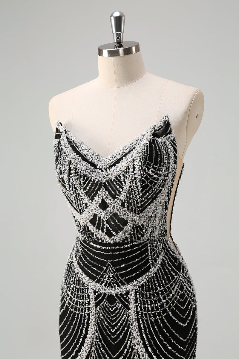 Load image into Gallery viewer, Glitter Dark Green Mermaid Sequin Long Corset Formal Dress