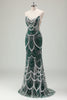Load image into Gallery viewer, Glitter Dark Green Mermaid Sequin Long Corset Formal Dress