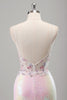 Load image into Gallery viewer, Sparkly Pink Sequin Mermaid Corset Long Formal Dress with Slit