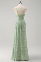 Load image into Gallery viewer, Dusty Sage Floral Mermaid Corset Long Formal Dress with Slit