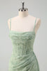 Load image into Gallery viewer, Dusty Sage Floral Mermaid Corset Long Formal Dress with Slit