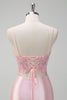 Load image into Gallery viewer, Light Pink Satin Mermaid Ruched Corset Formal Dress with Slit