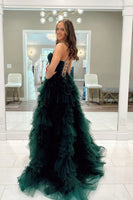 Load image into Gallery viewer, Dark Green A-Line Corset Long Formal Dress