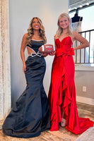 Load image into Gallery viewer, Hot Pink Corset Bowknot Long Formal Dress with Ruffles