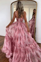 Load image into Gallery viewer, Blush Floral Corset Spaghetti Straps Long Formal Dress