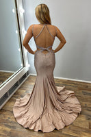 Load image into Gallery viewer, Sparkly Gold Mermaid Spaghetti Straps Long Beaded Formal Dress