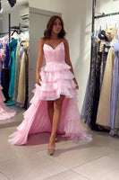 Load image into Gallery viewer, Pink Strapless High-Low A Line Long Tulle Formal Dress