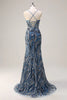 Load image into Gallery viewer, Sparkly Sage Beaded Mermaid Long Formal Dress with Slit