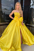 Load image into Gallery viewer, Orange Satin Two Piece A Line Long Formal Dress with Bow
