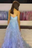 Load image into Gallery viewer, Dark Blue Tulle Mermaid Corset Long Formal Dress with Appliques