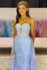Load image into Gallery viewer, Dark Blue Tulle Mermaid Corset Long Formal Dress with Appliques