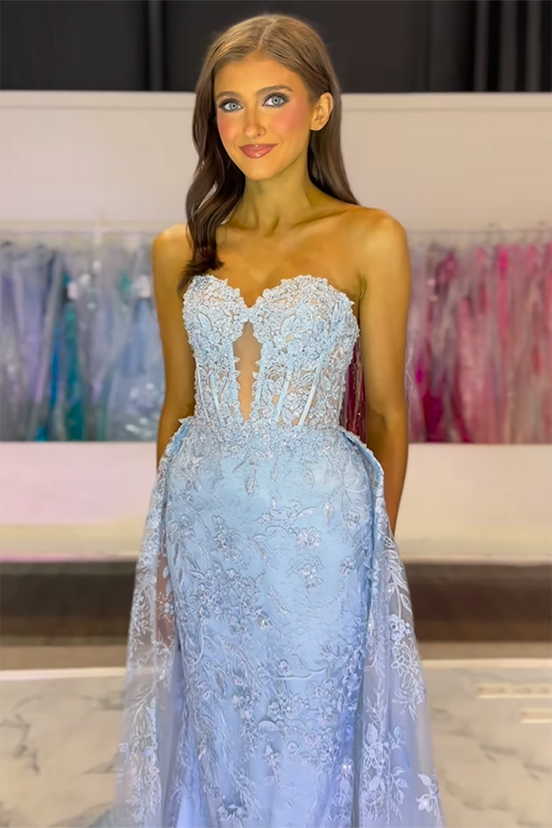 Load image into Gallery viewer, Dark Blue Tulle Mermaid Corset Long Formal Dress with Appliques