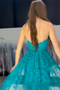 Load image into Gallery viewer, Dark Blue Tulle Mermaid Corset Long Formal Dress with Appliques