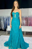Load image into Gallery viewer, Dark Blue Tulle Mermaid Corset Long Formal Dress with Appliques
