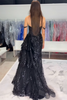 Load image into Gallery viewer, Black Tulle Long Mermaid Corset Formal Dress with Sequins