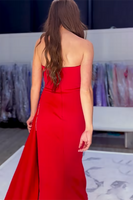 Load image into Gallery viewer, Red Sweetheart Satin Mermaid Formal Dress with Slit