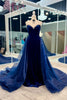 Load image into Gallery viewer, Navy Sweetheart Sheath Long Formal Dress with Cape