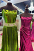 Load image into Gallery viewer, Green Metallic Pleated Corset A-Line Long Formal Dress