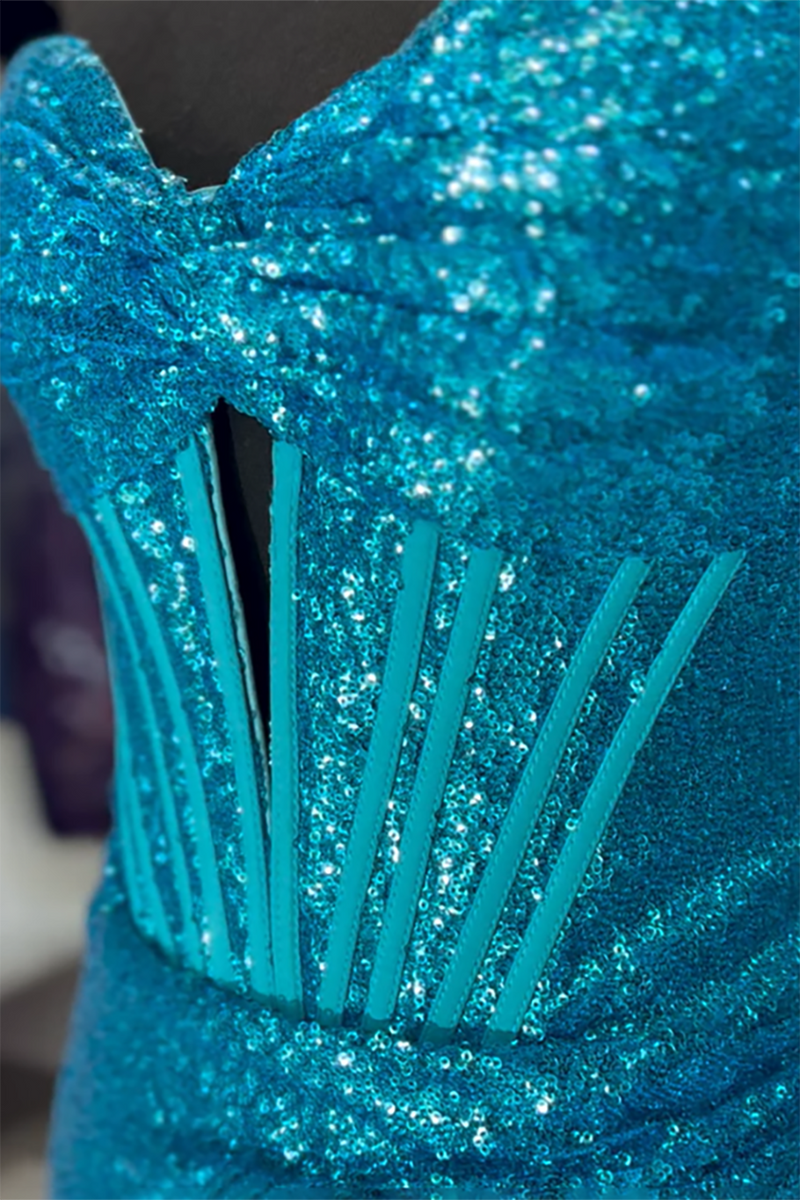 Load image into Gallery viewer, Glitter Orange Sheath Sequin Long Mermaid Formal Dress with Slit