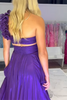 Load image into Gallery viewer, Purple One Shoulder Cut Out A-Line Formal Dress with Slit